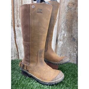 Sorel Slimboot Tall Waterproof Oiled Leather Equestrian Boot Brown Women's 7
